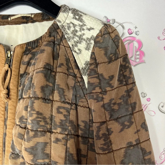 Wilfred Aritzia jacket coat  quilted brown lace pattern elbow patches luxe boho - Picture 9 of 14